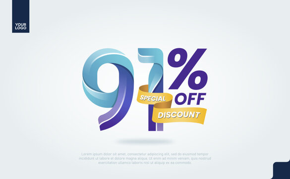 91 Percent Discount Icon Colorful 3D Label