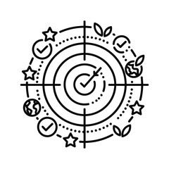 Esg goals and sustainability strategy target icon isolated on