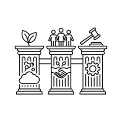 Environmental social governance esg pillars icon isolated on