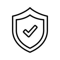Security shield with checkmark icon, protection and verification symbol, isolated on