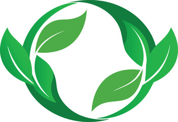 Green leaves forming a circle isolated on transparent background