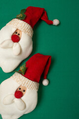 Santa Claus face on a green background - Christmas time