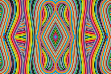 Abstract vibrant color wave rainbow strip paper background, Colorful curve striped background, macro view