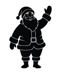  Santa Claus Waving Silhouette Christmas Vector Illustration.