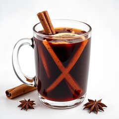 Mulled wine with cloves and orange white background.
