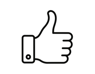 A simplistic vector illustration of a hand gesture. A dark background with a thumbs-up