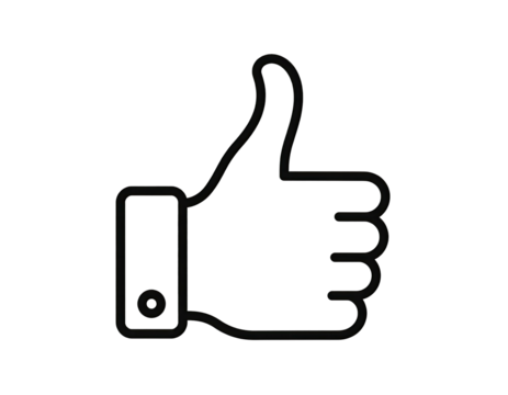 A simplistic vector illustration of a hand gesture. A dark background with a thumbs-up