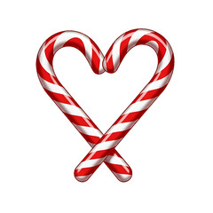 A red and white candy cane heart icon made from two striped canes.