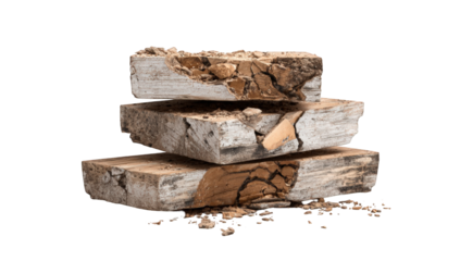Stack of cracked wood blocks