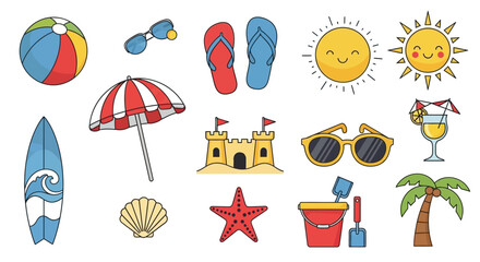 Camping gear icons: tent, fire, backpack, sleeping bag, compass, map, thermos, flashlight, axe, chair, table, stove.