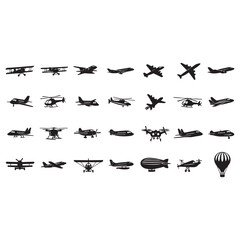  Plane icons set vector 