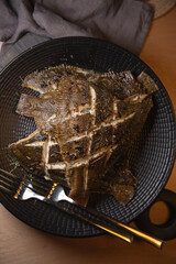 Baked flounder fish on a plate