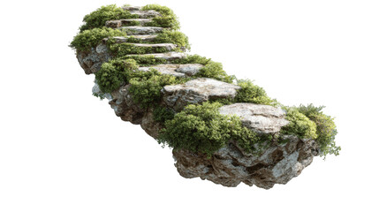 Floating stone steps overgrown with moss