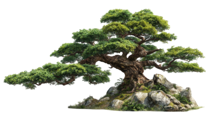 Detailed bonsai tree on rocks