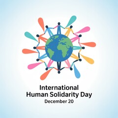 Obraz premium International human solidarity day with people holding hands around the world