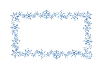 手刺繍の雪の結晶の四角枠