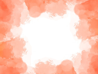 Abstract coral and white watercolor splash with soft edges isolated on transparent background