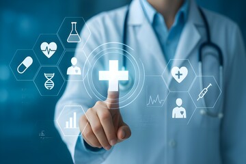 doctor pressing modern medical type of buttons