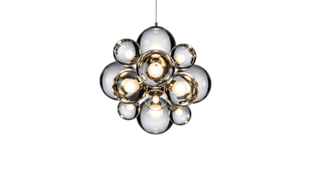 Modern bubble chandelier, a stunning lighting fixture with glass spheres, perfect for contemporary interior design
