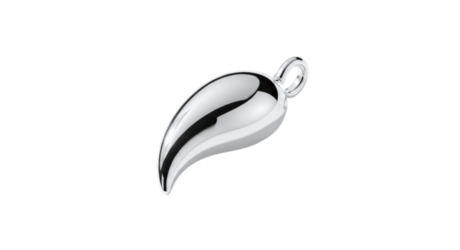 A silver chili pepper pendant, a stylish and elegant accessory for adding a touch of spice to any outfit