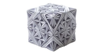 Geometric origami cube, a complex and intricate paper sculpture that showcases the beauty and precision of the art form