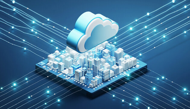 Seamless cloud computing solution powering smart city infrastructure, offering scalable digital transformation and network connectivity for efficient urban management