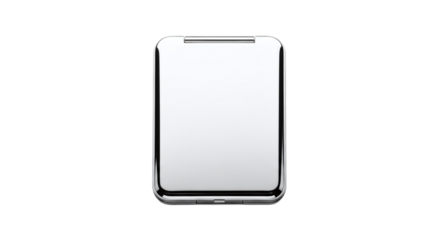 Sleek silver compact mirror, a stylish accessory for beauty and personal care, perfect for onthego touchups
