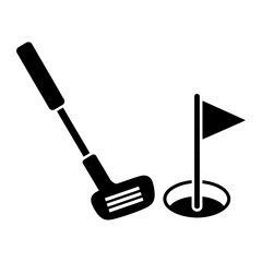 Golf club, hole, and flag vector isolated on white background, Vector, illustration