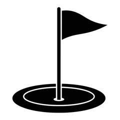 Golf flagstick with hole icon isolated on white background, Vector, illustration