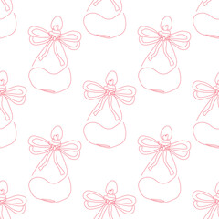 Outline perfume bottle seamless pattern. Hand drawn Fashion wallpaper, beauty background, fabric, textile, print, wrapping paper or package design. Editable Color.