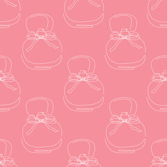 Outline perfume bottle seamless pattern. Hand drawn Fashion wallpaper, beauty background, fabric, textile, print, wrapping paper or package design. Editable Color.
