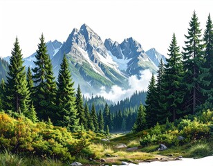 Majestic mountain view, forested valley, lush trees