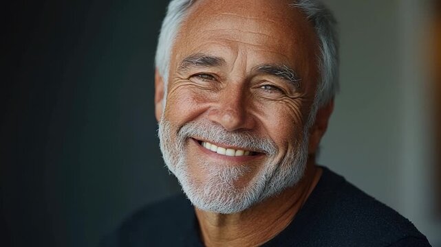 A man with a distinctive white beard wearing a black shirt, suitable for various s and designs