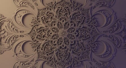 Intricate Mandala Pattern with Gradient Lighting and Embossed Detail.