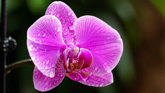 Macro perspective revealing the intricate patterns and delicate textures of an orchid petal, highlighting its unique cellular structure and vibrant coloration.