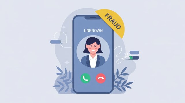 Smartphone displays an incoming communication from an unverified source labeled with a warning.