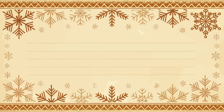 Vector christmas winter themed stationery with snowflakes and decorative border for seasonal correspondence