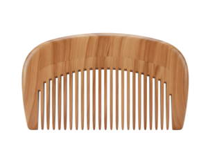 Wooden comb with fine teeth isolated on transparent background