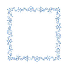 手刺繡の雪の結晶の四角枠