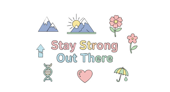 Uplifting wellness message surrounded by comforting nature icons for mental health awareness encouragement and hope