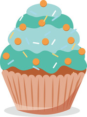 cupcake with icing and sprinkles