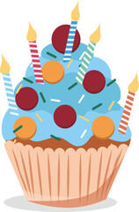 birthday cupcake with candles