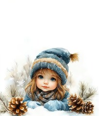 Obraz premium Christmas angel in watercolor style with delicate feather wings, in muted natural tones. Christmas, New Year