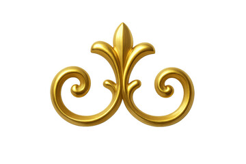 Gold baroque decorative scrollwork ornament creating a vintage design element on transparent background