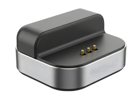 Modern smart watch charging dock isolated on transparent background