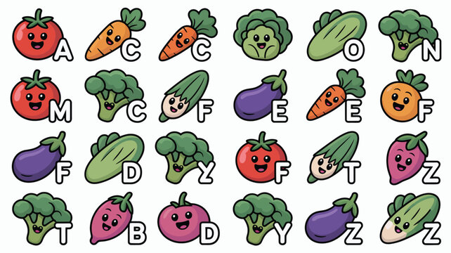 Vegetable alphabet learning and education themed background for children