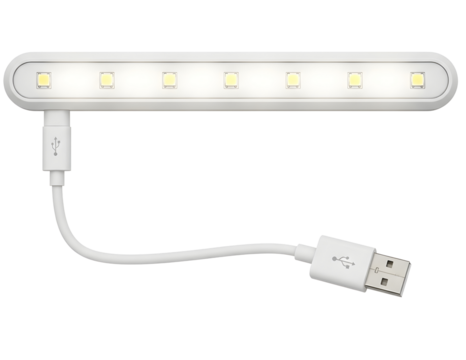 White led usb light bar with cable isolated on transparent background