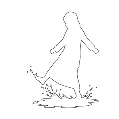 Girl Splashing Outline