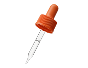Orange eyedropper with glass tube isolated on transparent background
