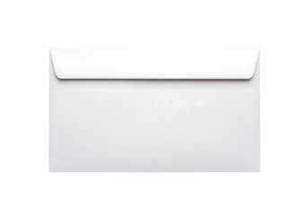 Blank white business envelope for mail or important documents isolated on transparent background